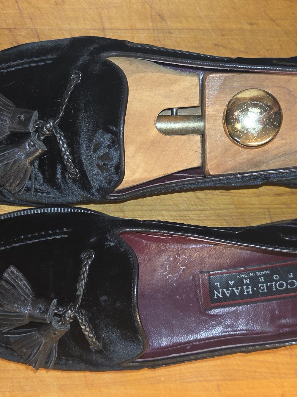 Cole Haan Black Velvet Tassel Loafers